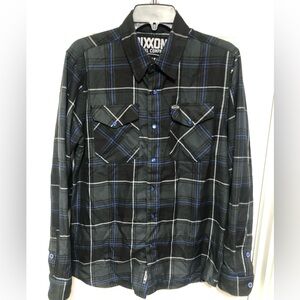 DIXXON Men’s Cycle Gear Black and Blue Checkered Flannel